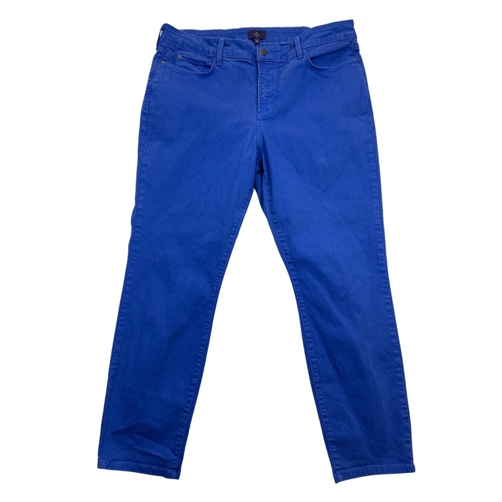 NYDJ Jeans Women's 14 Royal Blue Twill Ankle Stretch Not Your Daughter's